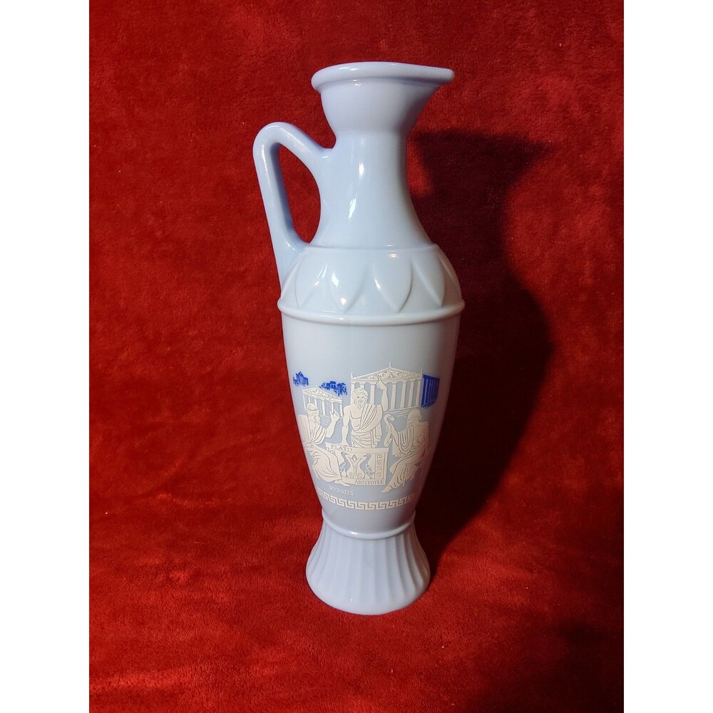 Vintage 1961 Grecian D334 Blue Milk Glass Bottle Jim Beam Decanter 11" EMPTY